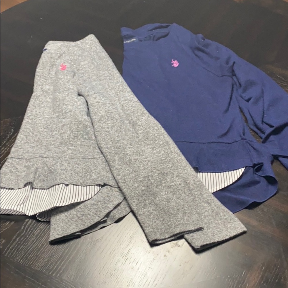 (2) sweaters with shirttail hem size XL